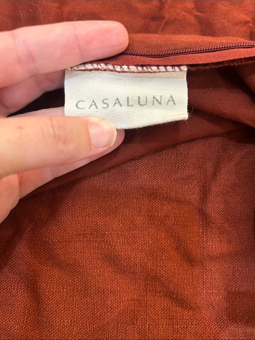Casaluna Linen Blend King Pillow Sham Set in Rust